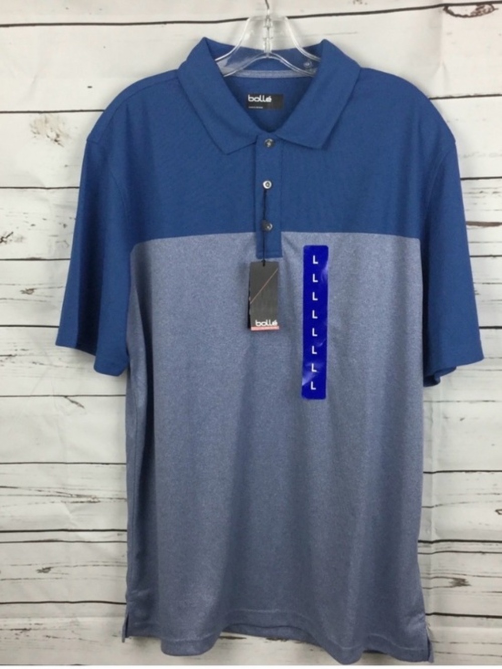 bolle Men's Dual-Tone Royal and Heather Blue Polo- SIZE MEDIUM